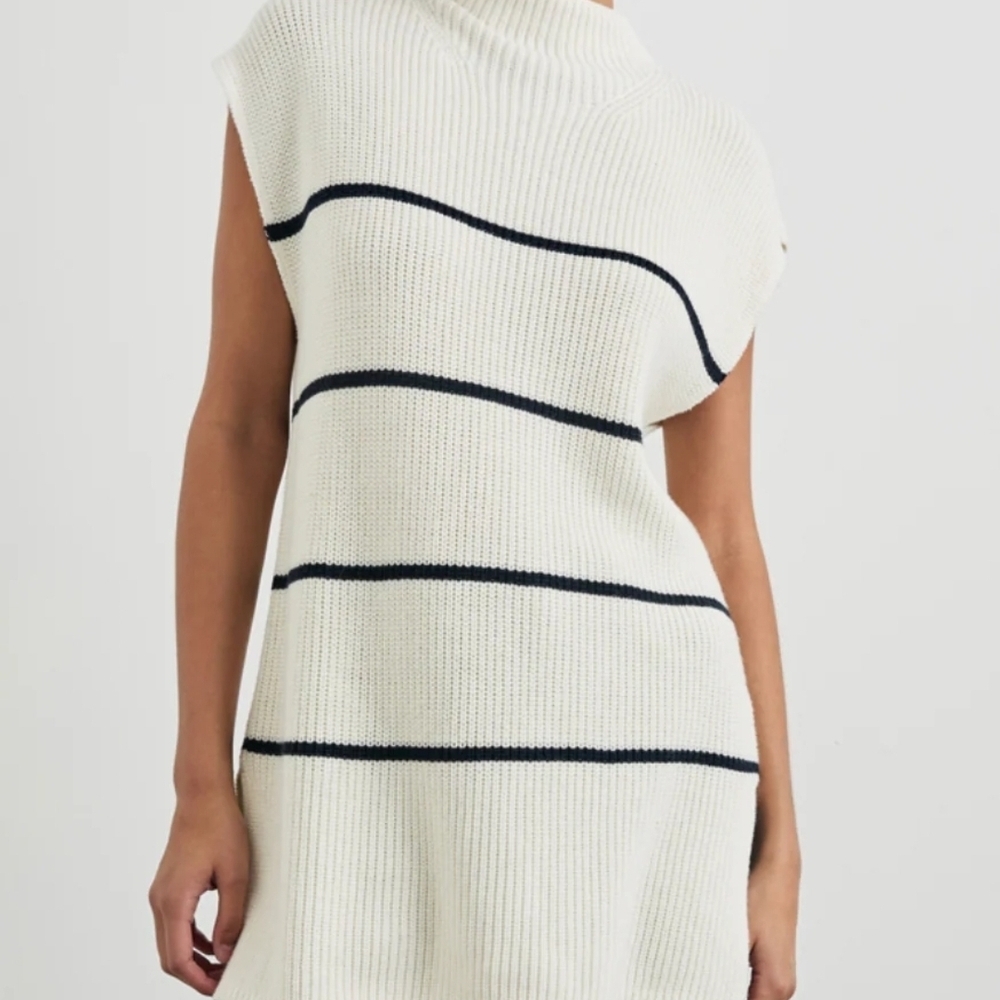 Rails Etta White Black Stripe Sleevles Sweater Tunic Size S